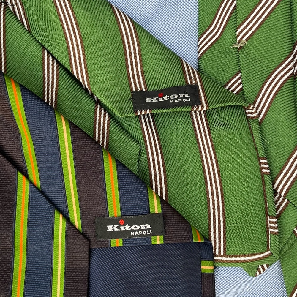 Two KITON Striped Silk Ties ITALY